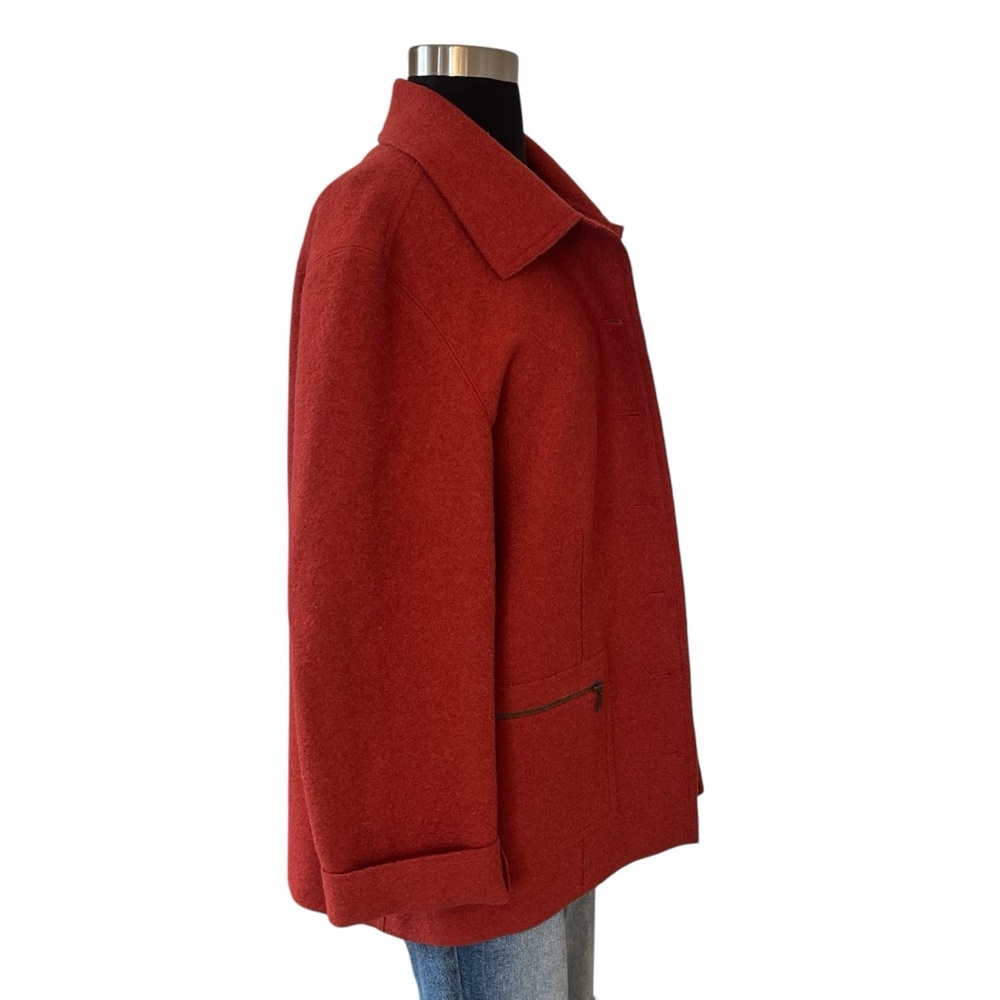 Vintage handmade rust wool felt coat button down M zip pockets - Picture 5 of 12